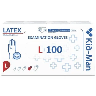 Guantes desechables de látex blanco, talla L, 100 unidades, Kid-Man
