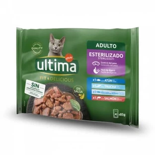 Natvoer mix met 4 vissoorten voor gesteriliseerde katten, 4x85 g, Ultima