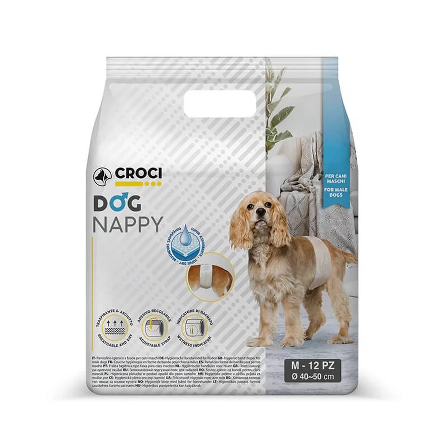 Couches pour incontinence urinaire pour chiens MD, 40-50 cm Couche pour chien, 12 pièces, Croci