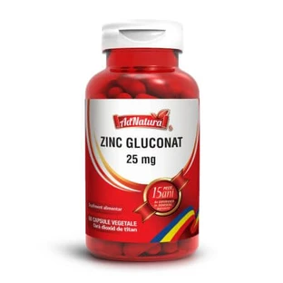 Zinc Gluconate, 25 mg, 60 capsules, AdNatura