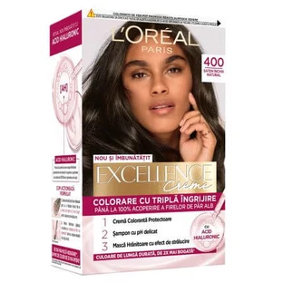 Tinte con ácido hialurónico Excellence Color Creme 400 Dark Satin Natural, 192 ml, Loreal