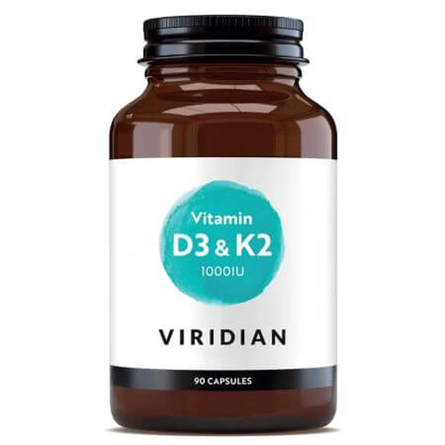 Vitamina D3 y K2, 90 cápsulas, Viridian