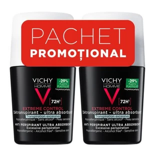 Antiperspirant roll-on deodorant for men Control Extrem 72H, 50 ml + 50 ml, Vichy