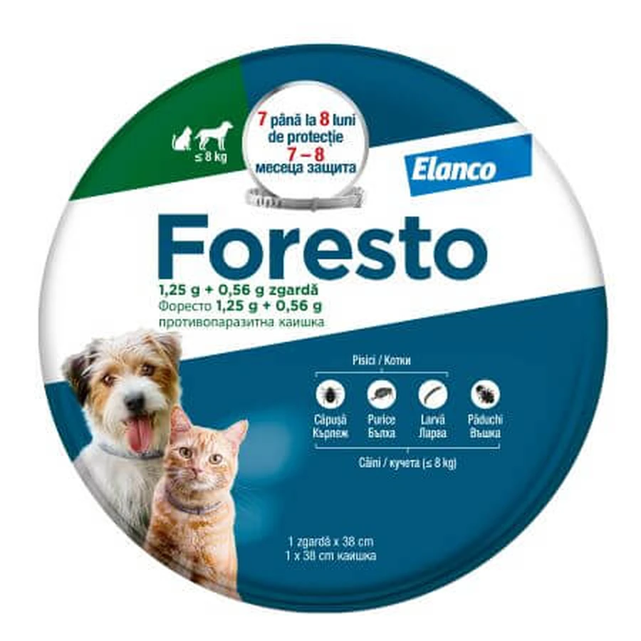 Antiparasitic collar for cats and small dogs Foresto Collar, 1 piece, Elanco