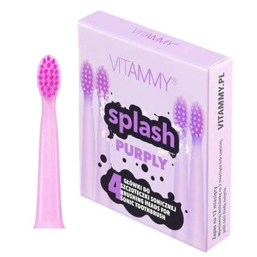 Juego de 4 pzs. Cepillo de dientes de reserva de 4 piezas Splash Purply, Vitammy