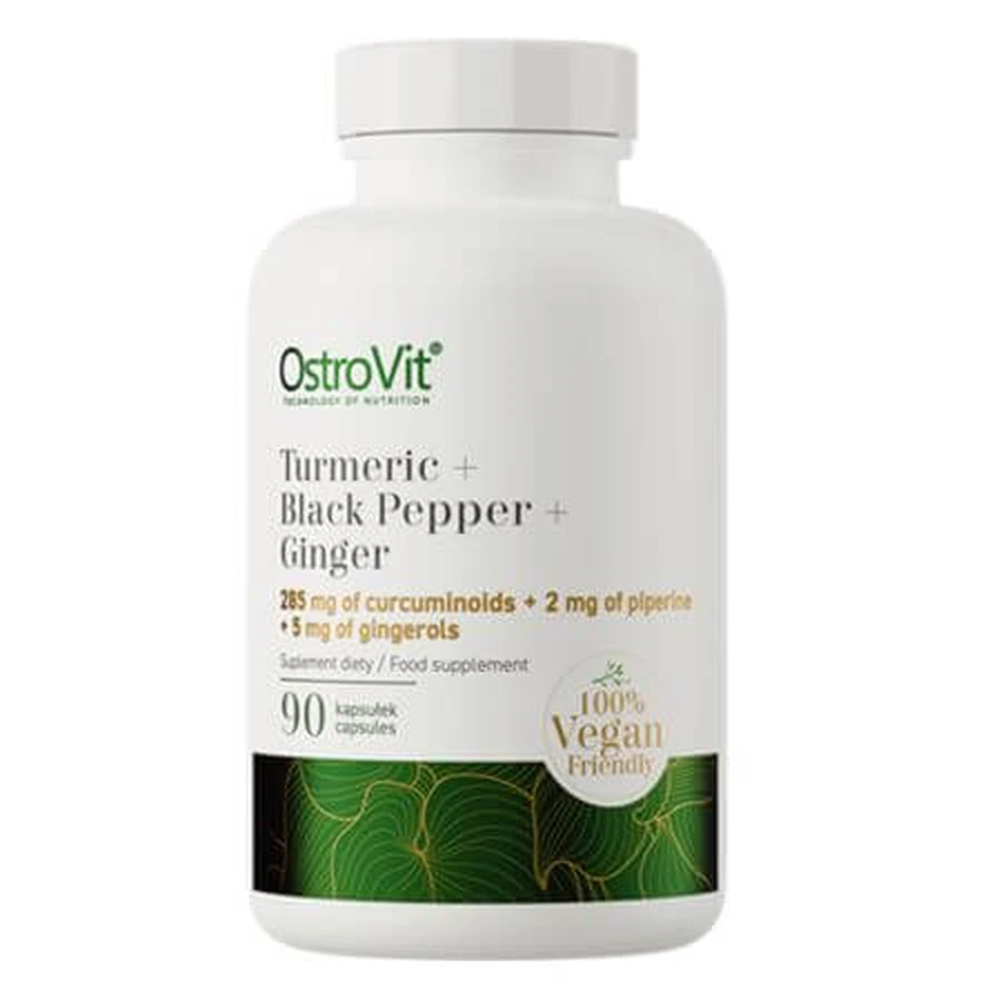 Kurkuma + Ingwer + Schwarzer Pfeffer, 90 Kapseln, OstroVit