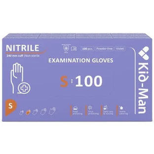 Disposable purple nitrile gloves, size S, 100 pieces, Kid-Man