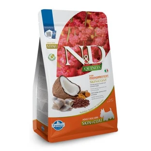 Droogvoer met haring, quinoa, kokos en kurkuma voor volwassen honden Adult Mini Quinoa Huid en Vacht N&D, 2,5 kg, Farmina