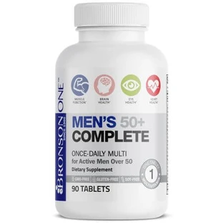 Multivitamine pour hommes de plus de 50 ans Men's 50+ Complete Once-Daily Multi, 90 comprimés, Bronson Laboratories