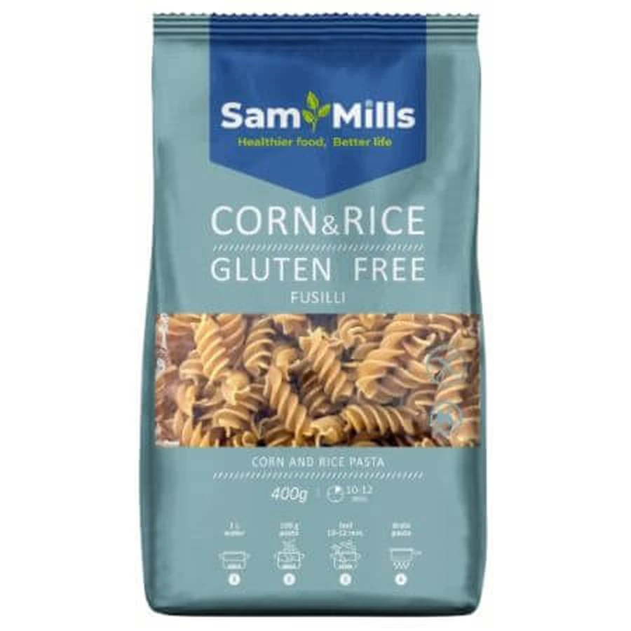 Maïs en rijst fusilli pasta, 400 g, Sam Mills
