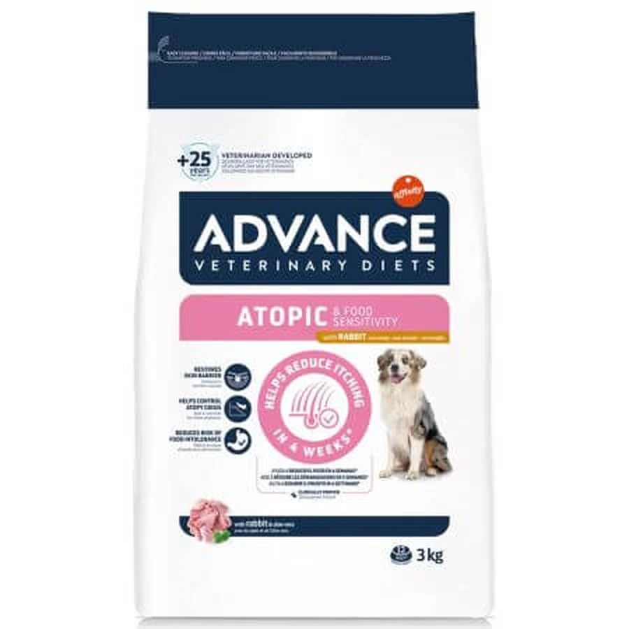 Croquettes pour chiens avec du lapin et des pois Atopic Derma Care, 3 kg, Advance Veterinary Diets