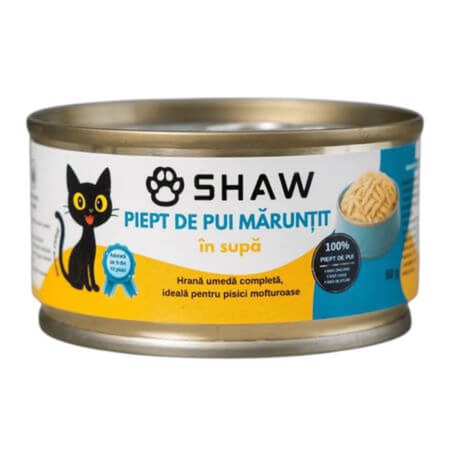 Comida húmeda para gatos con pechuga de pollo en sopa, 80 g, Shaw