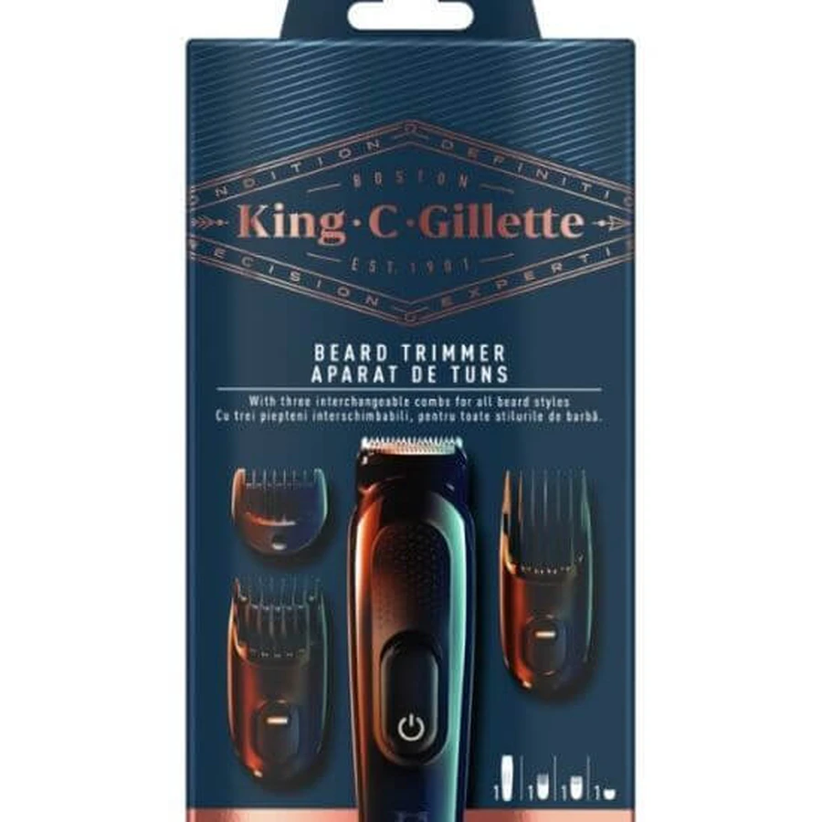Gillette King C Beard Trimmer Rechargeable Facial Shaver with 3 Replacement Heads
