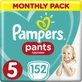 PAMPERS Pantalón Bebé No.5 12-17Kgr 152 Piezas Pack Mensual