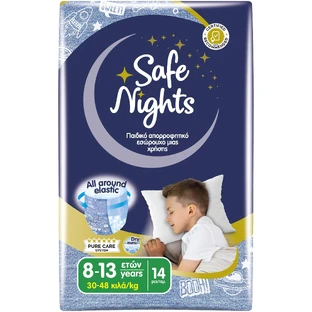 BABYLINO Pantalones Safe Nights Niño 8-13 Años 30-48kg ( 6 Paquetes de 14 piezas) 84 Piezas (Caja)