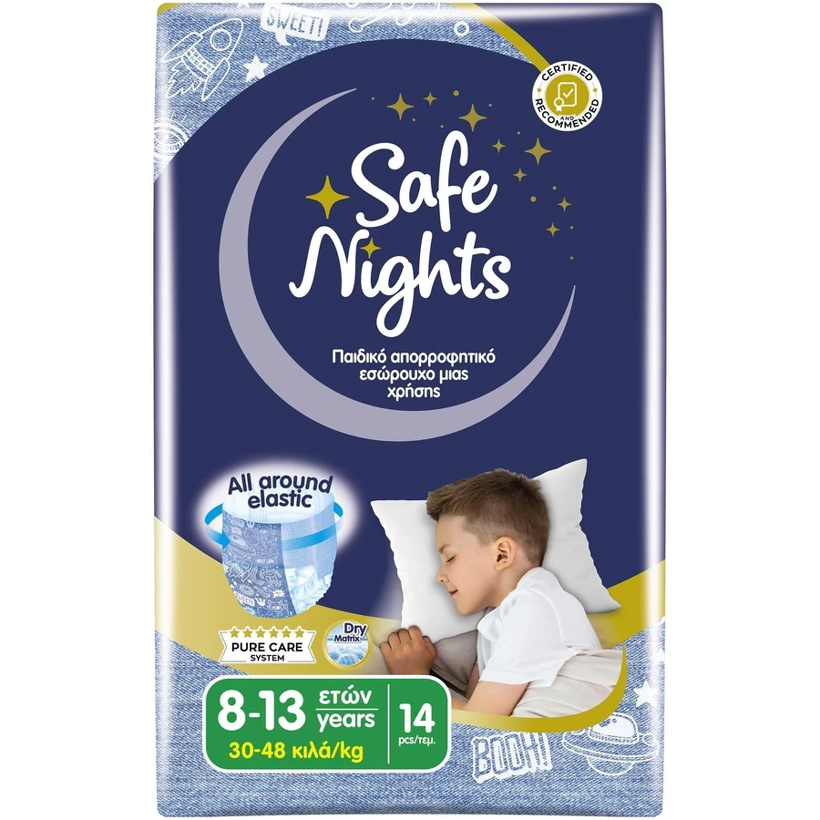 BABYLINO Pantalon Safe Nights Garçon 8-13 Ans 30-48kg ( 6 Paquets de 14 pièces) 84 Pièces (Boîte)