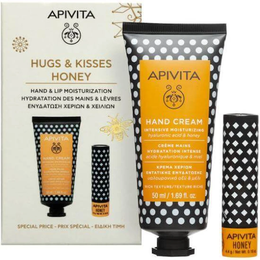 APIVITA Promo Handcrème Intensief Hydraterend Hyaluronzuur & Honing Handcrème met Honing 50ml & Bio-Eco Lip Care Honing Hand Stick met Honing 4.4gr