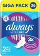 ALWAYS Ultra Day Long Taille 2 Serviettes hygiéniques avec ailettes pour une protection durable 36 pièces