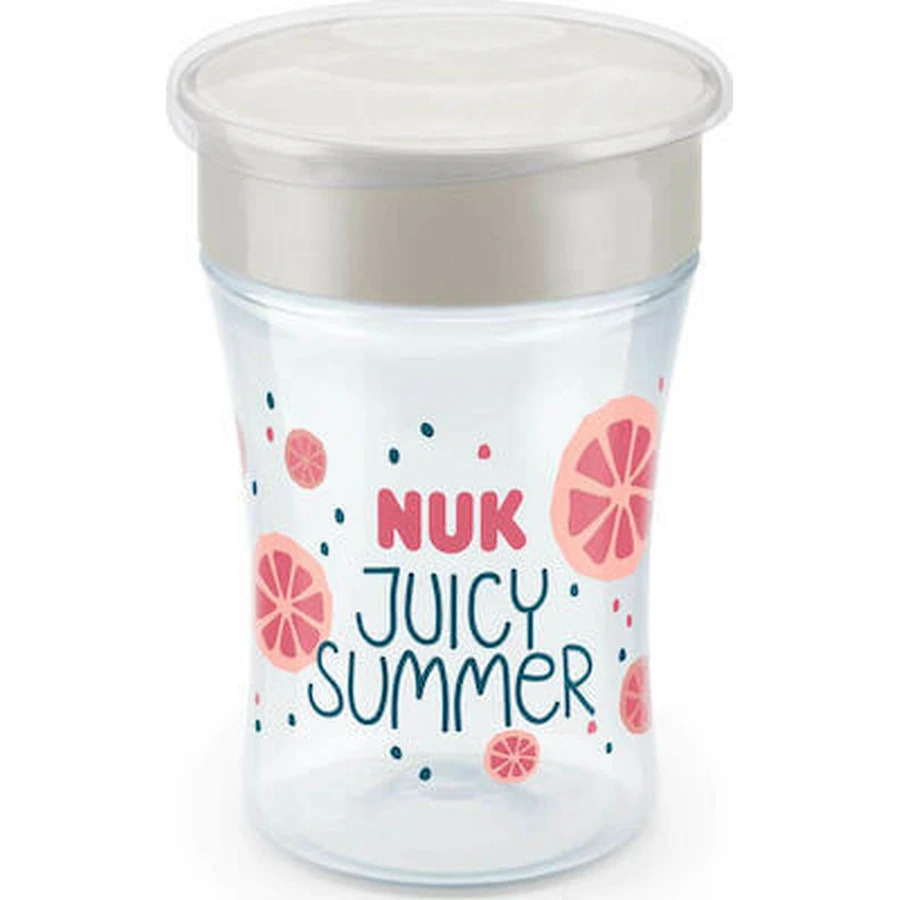 NUK Fruits Magic Cup Tasse d'apprentissage avec bord périphérique et couvercle avec couvercle en forme de raisin, pour les 8 mois et plus 230ml 10.255.593 - Rose