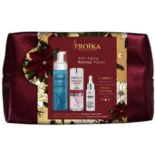 FROIKA Promo Anti-Aging Retinol Power Moisturizing Cleansing Foam, 200ml, Retisome Cream with Retinol, 30ml, Gift Intensive Night Oil, 30ml & Water Box