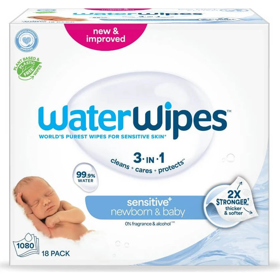 WATERWIPES Salviette ecologiche con 99,9% di acqua, 60x18=1080 pezzi