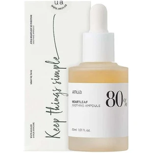 ANUA Heartleaf 80% Ampolla Calmante Serum Facial Antiedad con Ácido Hialurónico y Vitamina B5 30ml