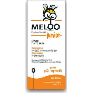 MELOO Junior Jarabe infantil para la tos seca y productiva con miel y naranja 175ml