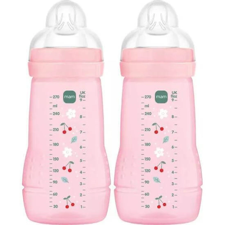 MAM Easy Active Biberón de plástico con tetina de silicona a partir de 2+ meses 270ml 2 piezas