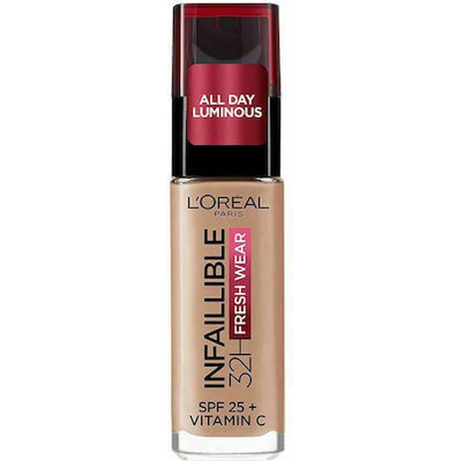 LOREAL Infaillible Foundation 32H Fresh Wear Base de Maquillaje Facial De Textura Ligera Para Una Cobertura Total Que Dura 32 Horas 130 Truel Beige