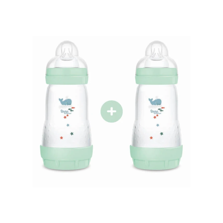 MAM Plastikflasche Easy Start Anti-Colic mit Silikonnippel 2+ Monate 260ml 2 Stück [355SBc]