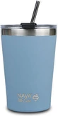 NAVA Thermos glass with stainless steel straw We Care in blue colour 450ml (10-262-111)