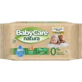 BABYCARE Baby-Feuchttücher Natura mit 0% Plastik - 96% reinem Wasser 54 Stück