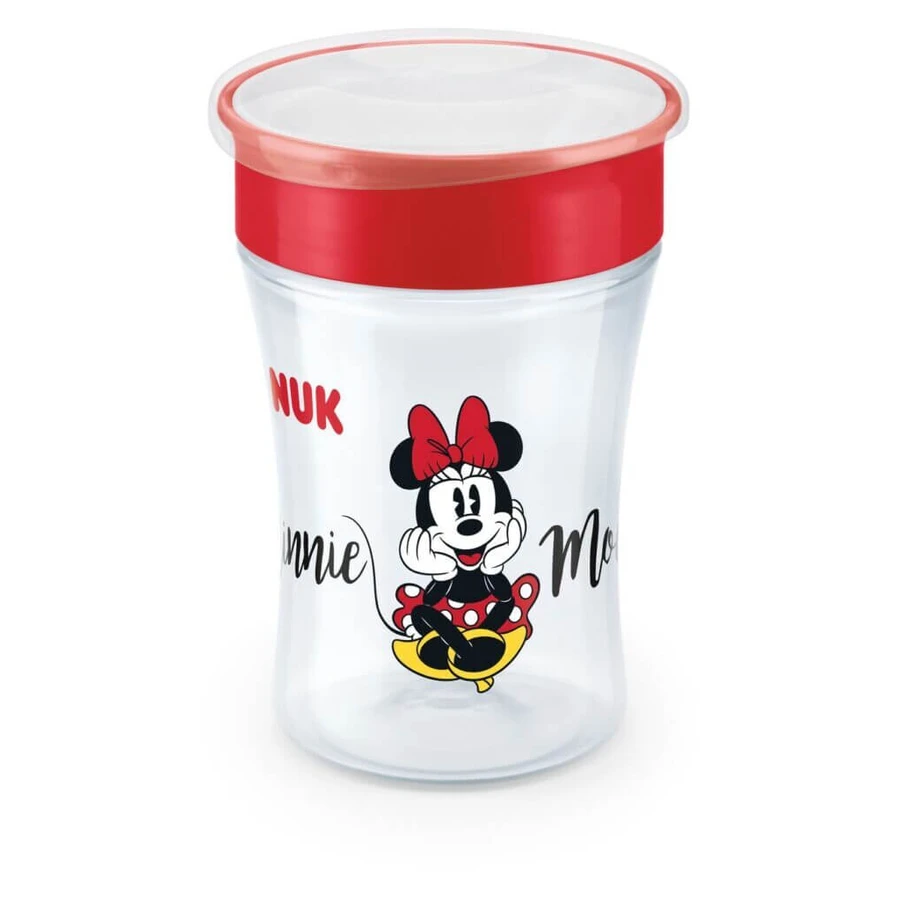 NUK Beker Magic Disney Mickey Plastic Beker met Rand & Deksel voor 8+ Maanden 230ml [10.255.425] - Rood