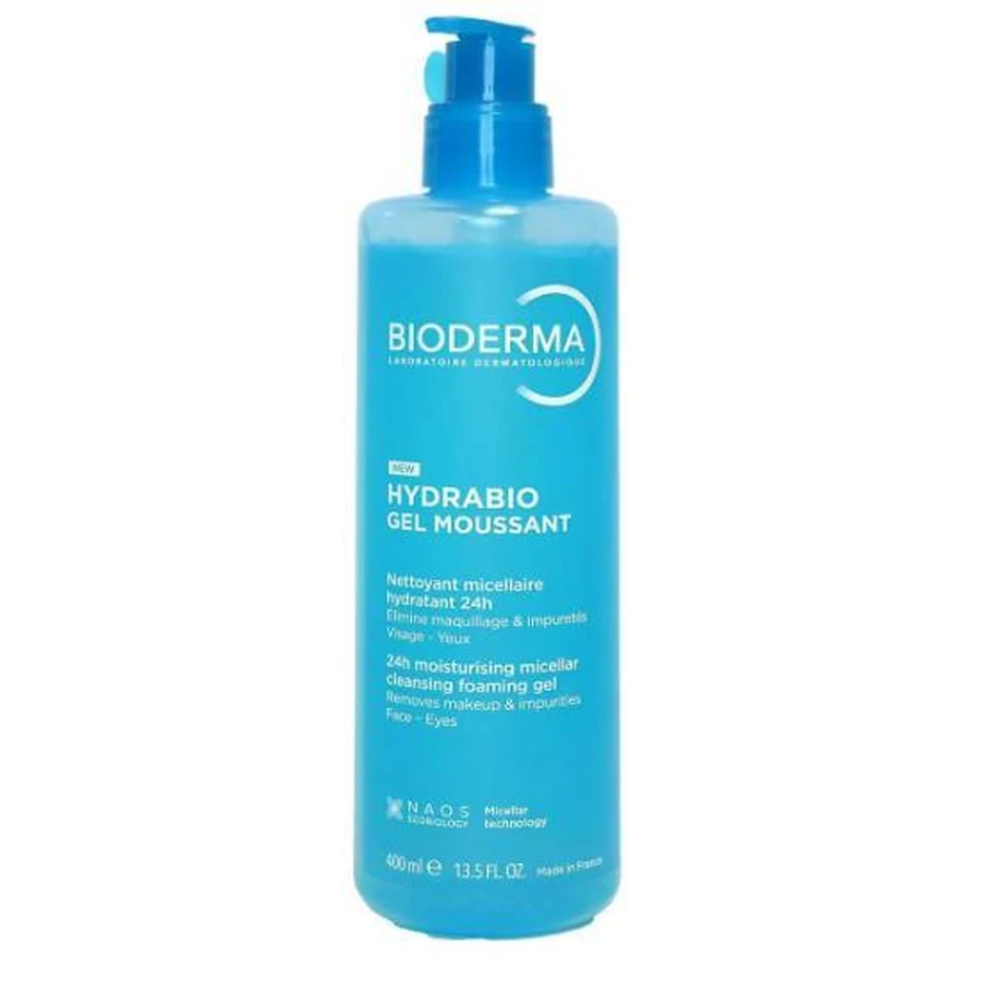BIODERMA Hydrabio Gel Micelar Limpiador Hidratante 24h, Gel Limpiador Para Pieles Deshidratadas 400ml