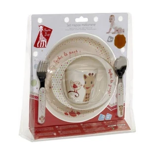SOPHIE La Girafe Maaltijdset Sophie de Giraf Maaltijdset met ondiep bord, diep bord, lepel, vork, beker 6m+