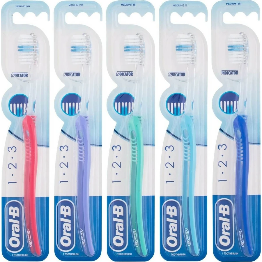 ORAL B Toothbrush 1-2-3 Indicator 35 Medium- Mittlere Zahnbürste in verschiedenen Farben