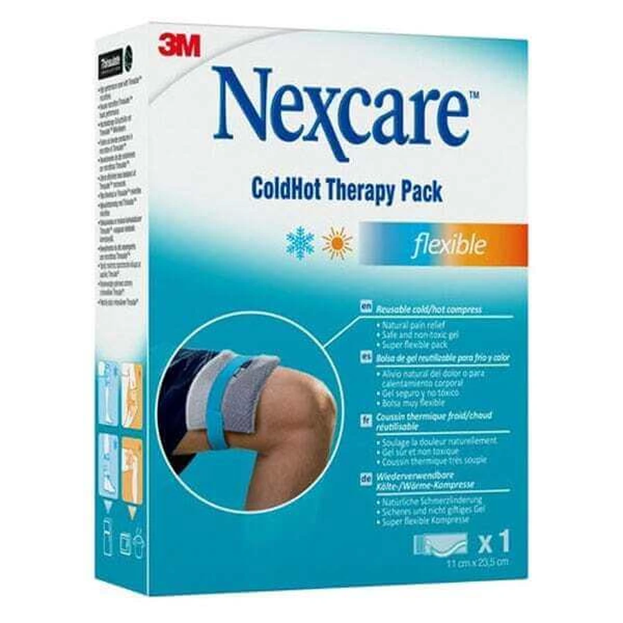 NEXCARE 3M ColdHot Therapy Pack Flexible Multipurpose Ice Pack / Heat Pack for Natural Pain Relief (11cm x 23.5cm) 1 Piece