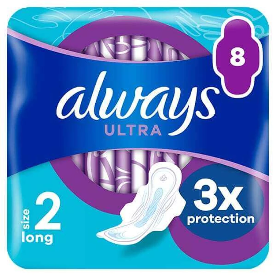 ALWAYS Ultra Long Plus Pads with Wings Size 2 8 pieces