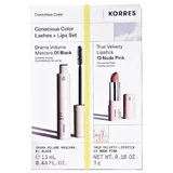 KORRES Bewuste Kleur Wimpers en Lippen Set Make-up Set voor Ogen & Lippen 01 Zwart & 13 Naakt Roze 2st