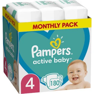 PAMPERS Active Baby Maandpak Nr. 4 9-14kg Babyluiers 180 Stuks