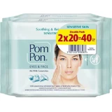POM PON Sensitive Skin Eyes & Face Șervețele umede pentru piele sensibilă 2x20 bucăți