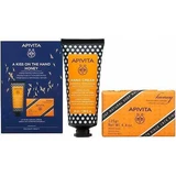 APIVITA Promo A Kiss On The Hand Honey Hand Cream for Hydrating Rich Texture 50ml & Natural Honey Soap 125gr