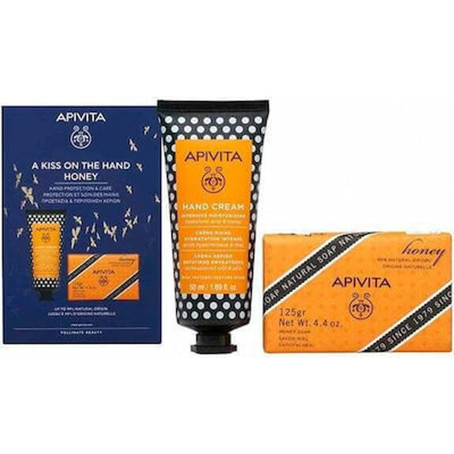 APIVITA Promo Un Beso En La Mano Crema De Miel Para Manos Hidratante Textura Rica 50ml & Jabón Natural De Miel 125gr