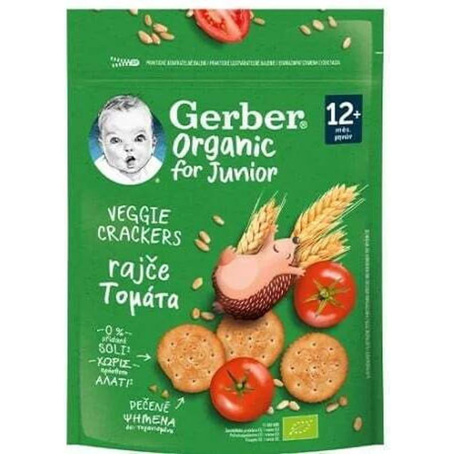 GERBER Organic For Junior Cereal Crackers With Tomato From 12 Months 100g