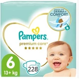 PAMPERS Premium Care Diapers with Adhesive No.6 For 13+kg (6 packs of 38 pieces) 228 pieces