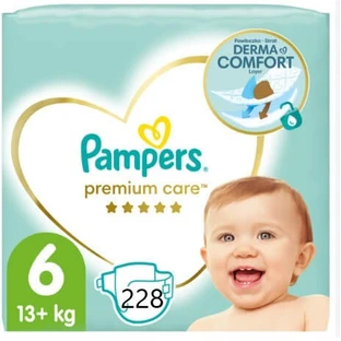PAMPERS Premium Care Luiers met Kleefkracht Nr.6 Voor 13+kg (6 verpakkingen van 38 stuks) 228 stuks