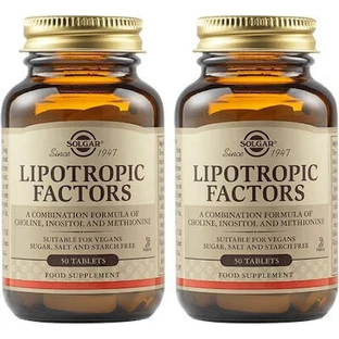 SOLGAR Promo Lipotrope Factoren Voedingssupplement Voor Vetstofwisseling & Gewichtsbeheersing 100 Tabletten (2 Pakjes x 50 Tabletten)