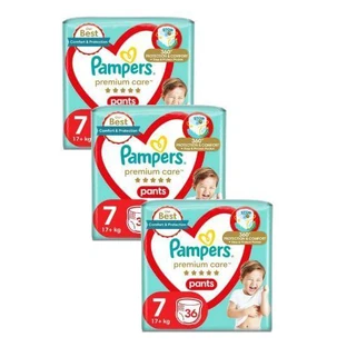 PAMPERS Premium Verzorgingsbroek Luierbroekjes Maat 7 17kg+ ( 3 Verpakkingen van 36 Stuks) 108 Stuks