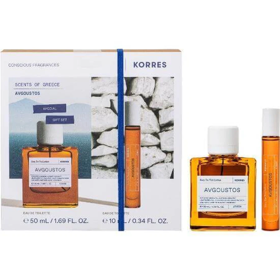 KORRES Scents of Greece Promo Pack mit Avgoustos Eau de Toilette, 50ml & Avgoustos Eau de Toilette 10ml