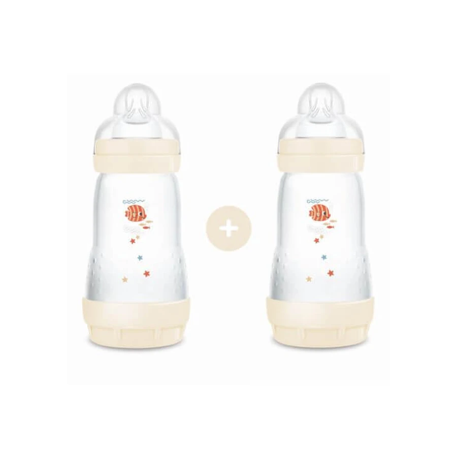 MAM Plastic Fles Easy Start Anti-Koliek Siliconen Fles 2+ Maanden 2 Stuks 260ml